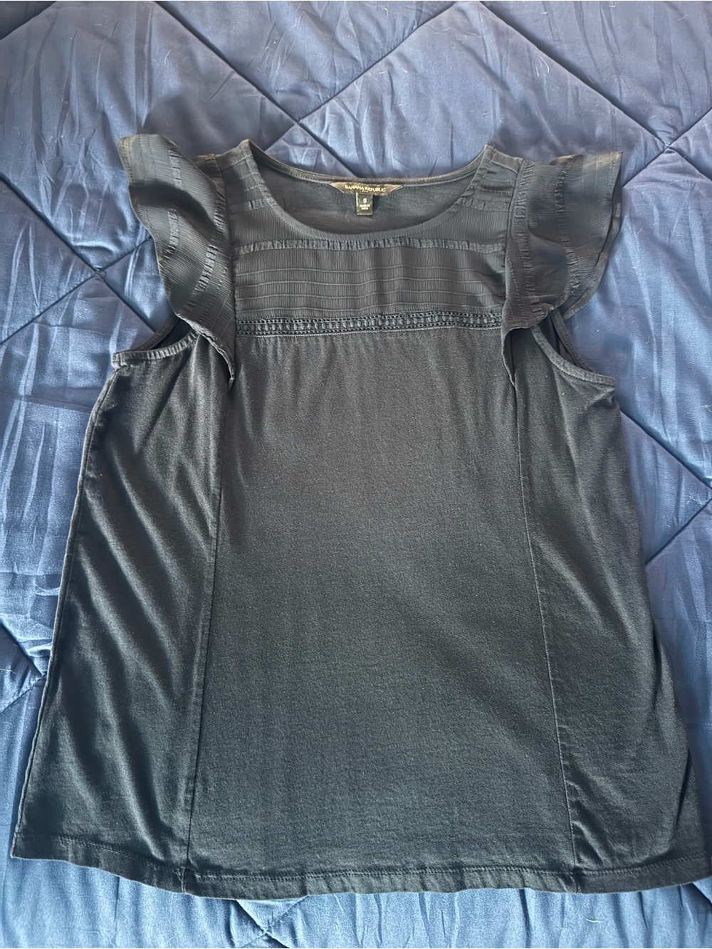 Banana Republic, Navy Blue Flutter Sleeve Knit Top